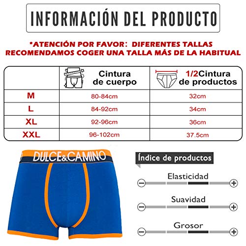 DOUBLE M, Calzoncillos Hombre Bóxer Algodón, Ropa Interior Masculina, Bóxer para Hombre, Bóxer Ajustados Hombre, Bóxer Deportivo, Bóxer Colores, Diferentes Tallas (M,L,XL,XXL), Pack 6 o Pack 5