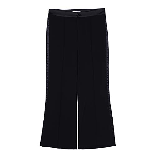 dPois Pantalón Largo Baile Latino Danza Cintura de Satén Raya Lateral Pantalones de Salón Traje de Baile Tango Salsa Danza Moderna Práctica Disfraces Fiesta Talla M-XXL Negro 2X-Large