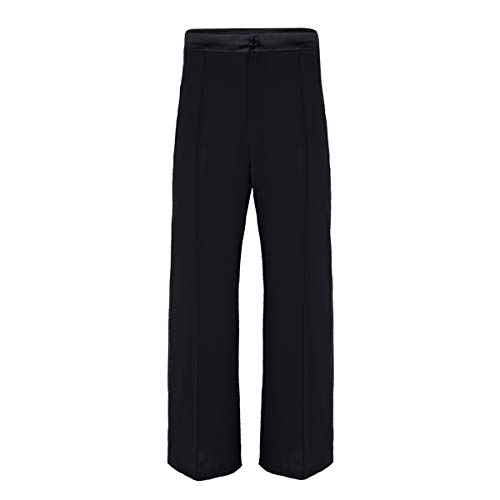 dPois Pantalón Largo Baile Latino Danza Cintura de Satén Raya Lateral Pantalones de Salón Traje de Baile Tango Salsa Danza Moderna Práctica Disfraces Fiesta Talla M-XXL Negro 2X-Large