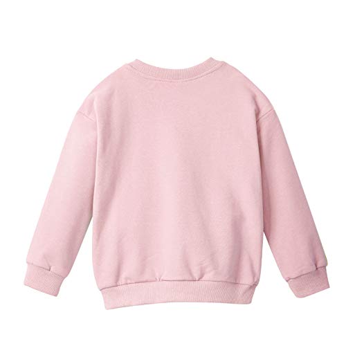dPois Sudadera Niña Camiseta Top de Manga Larga Algodón con Lentejuelas Estampado Sudadera sin/con Capucha con Dibujo Unicornios para Niñas Rosa D 7-8 años