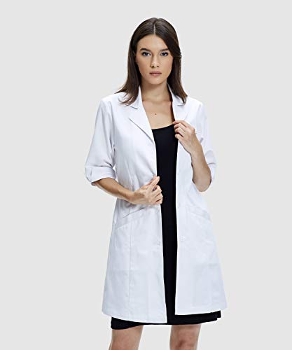 Dr. James Bata de Laboratorio Mujer, Corte Clásico, Mangas 3/4 (36 (M))