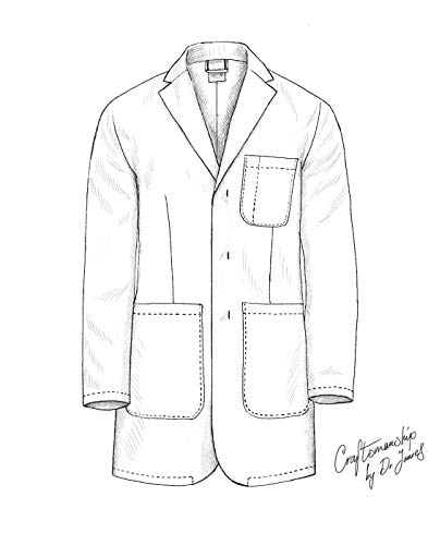 Dr. James Bata de Laboratorio Unisex, Corte Semientallado, Varios Bolsillos (Hombres 2XL / Mujer 3XL)