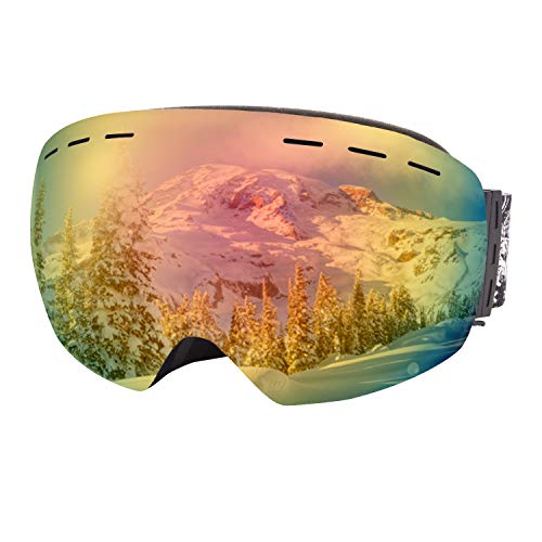 ACURE Gafas de Esquí, Máscara Gafas Esqui Snowboard OTG sin Marco, Gafas  Nieve de Doble Lente con Anti-Niebla, Protección UV400 para Hombre Mujer