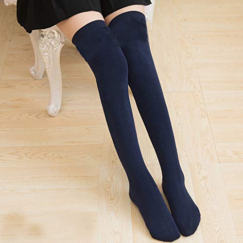 DRESHOW 6 Pares Calcetines Hasta la Rodilla para Mujer, Raya Escuela de Cosplay Casual Sobre la Rodilla Medias Hasta el Muslo Calcetines Largos