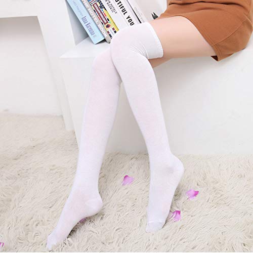 DRESHOW 6 Pares Calcetines Hasta la Rodilla para Mujer, Raya Escuela de Cosplay Casual Sobre la Rodilla Medias Hasta el Muslo Calcetines Largos