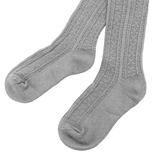 DRESHOW Calcetines hasta la rodilla de algodón para mujer Un tamaño Gris