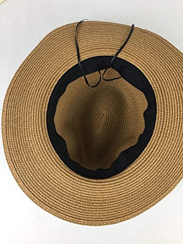 DRESHOW Mujeres Sombrero de Panamá Sombreros de Paja Sombrero de Verano Sombrero de Playa Fedora Sombrero de ala Ancha Sombrero de Paja UPF 50+