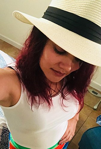 DRESHOW Mujeres Sombrero de Panamá Sombreros de Paja Sombrero de Verano Sombrero de Playa Fedora Sombrero de ala Ancha Sombrero de Paja UPF 50+