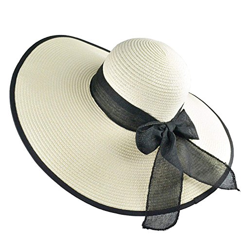 DRESHOW Sombrero Paja Mujer Plegable Verano Sombrero Verano Sombrero ala Ancha Mujer Sombrero de Playa Plegable UPF 50+