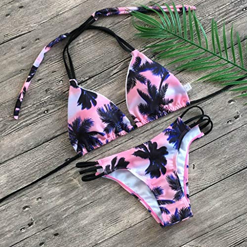 DressLksnf Bikini Push Up Mujer 2019 Traje De Baño Sexy Estampado Original Dividido con Pieza Estilo Atractivo Braga de Baño Rebaja Conjunto de Sujetador Étnica Tanga con Liga Especial
