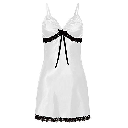 DressLksnf Selomore Vestido de Noche para Mujer Tallas Grandes de Encaje LenceríA con Lazo Babydoll Ropa de Dormir Sleepskirt CamisóN Sexy de Encaje