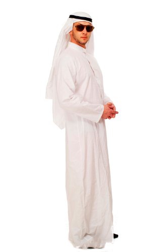 dressmeup Dress ME UP - Disfraz para Hombre Oriente Próximo saudí emir Jeque árabe túnica zaub zobe K48 Talla 52, L
