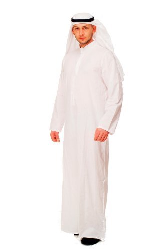 dressmeup Dress ME UP - Disfraz para Hombre Oriente Próximo saudí emir Jeque árabe túnica zaub zobe K48 Talla 52, L