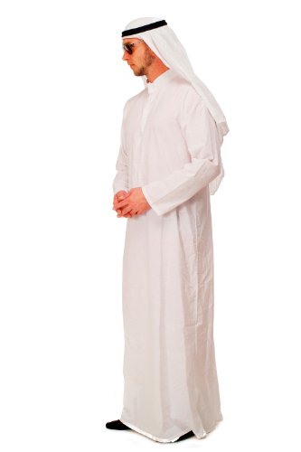 dressmeup Dress ME UP - Disfraz para Hombre Oriente Próximo saudí emir Jeque árabe túnica zaub zobe K48 Talla 52, L