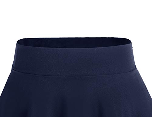 DRESSTELLS Falda Mujer Mini Corto Elástica Plisada Básica Multifuncional Navy-White 2XL