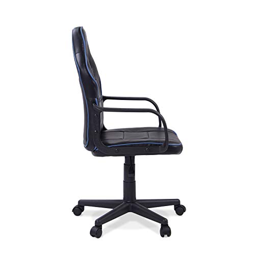 DRW, Sillon Gaming, Silla de Escritorio, Estudio o Despacho, Acabado en Negro y Azul, Medidas: 60 cm (Ancho) x 60 cm (Fondo) x 98-108 cm (Alto)