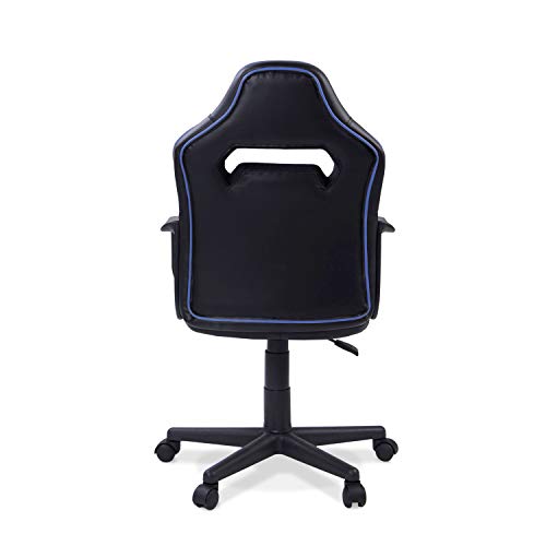 DRW, Sillon Gaming, Silla de Escritorio, Estudio o Despacho, Acabado en Negro y Azul, Medidas: 60 cm (Ancho) x 60 cm (Fondo) x 98-108 cm (Alto)