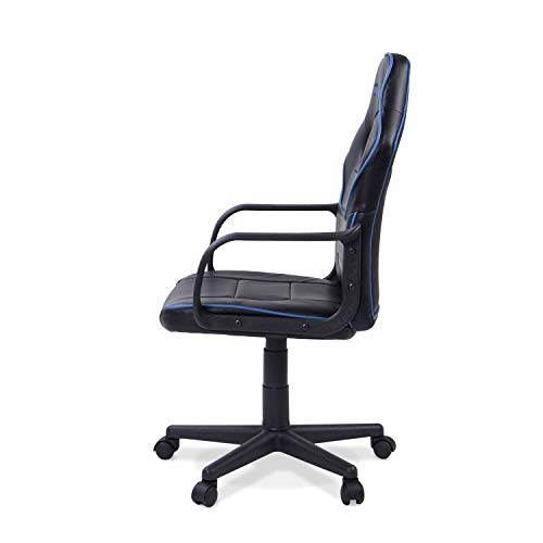 DRW, Sillon Gaming, Silla de Escritorio, Estudio o Despacho, Acabado en Negro y Azul, Medidas: 60 cm (Ancho) x 60 cm (Fondo) x 98-108 cm (Alto)