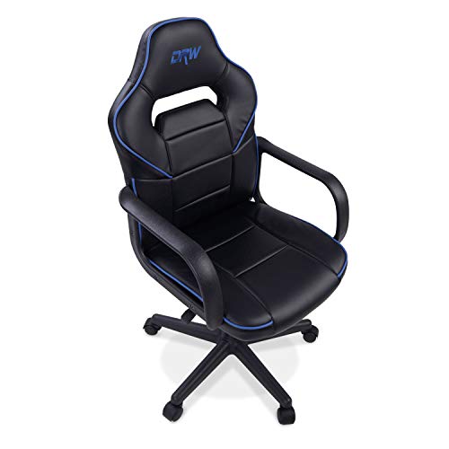 DRW, Sillon Gaming, Silla de Escritorio, Estudio o Despacho, Acabado en Negro y Azul, Medidas: 60 cm (Ancho) x 60 cm (Fondo) x 98-108 cm (Alto)