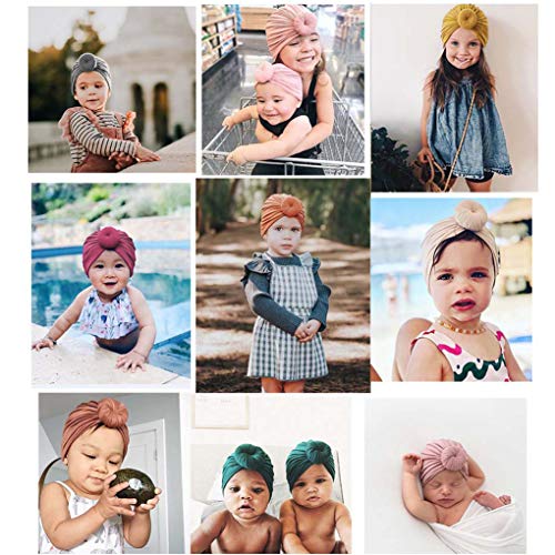 Dsaren 3 Piezas Sombrero Turbante Bebe Suave Gorra Beanie Turbante Nudo Gorra Diadema para Recién Nacidos Infántil Niñas (Rosa, Amarillo, Gris)