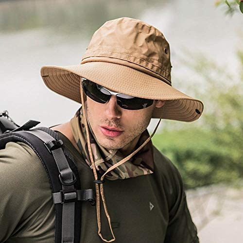Dsaren Sombrero de Ancho Brim Hombres Sombrero de Pescador Camuflaje del Ejército para Exteriores Pesca Camping Ciclismo Caza Golf Senderismo (Caqui)