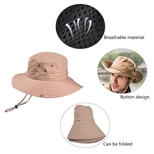 Dsaren Sombrero de Ancho Brim Hombres Sombrero de Pescador Camuflaje del Ejército para Exteriores Pesca Camping Ciclismo Caza Golf Senderismo (Caqui)