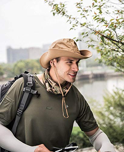 Dsaren Sombrero de Ancho Brim Hombres Sombrero de Pescador Camuflaje del Ejército para Exteriores Pesca Camping Ciclismo Caza Golf Senderismo (Caqui)