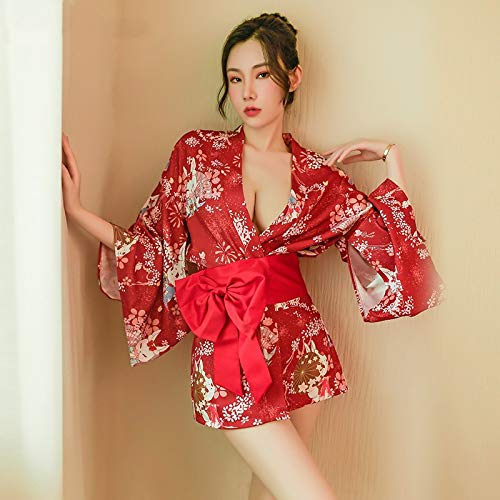 DSGTR Ropa Interior Sexy para Hombres y Mujeres, Adecuada para el Sexo, Ropa Interior Transparente, Ropa Interior Japonesa, Kimono, Uniforme, Bata de baño, camisón, Mujer, Disfraz erótico, mucama