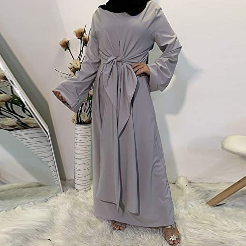 DSJTCH Eid Mubarak Abaya Dubai Turquía Vendaje árabe Hijab Musulmanes africanos Vestidos Vestimenta de Las Mujeres Europea Islam Ropa Vestidos Omán (Color : Black Dress, Size : Large)