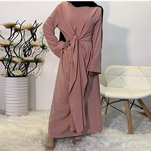 DSJTCH Eid Mubarak Abaya Dubai Turquía Vendaje árabe Hijab Musulmanes africanos Vestidos Vestimenta de Las Mujeres Europea Islam Ropa Vestidos Omán (Color : Black Dress, Size : Large)