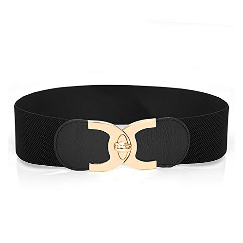 DSJTCH Nuevo Cortavientos Elástico Cintura Botón Decoración Ancha Cinturón Damas Cinturón Aleación Hebilla Cinturón Vestido Cinturón de Cinturón Vestimenta Decoración de Decoración Regalo