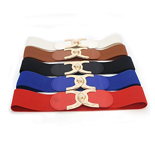 DSJTCH Nuevo Cortavientos Elástico Cintura Botón Decoración Ancha Cinturón Damas Cinturón Aleación Hebilla Cinturón Vestido Cinturón de Cinturón Vestimenta Decoración de Decoración Regalo