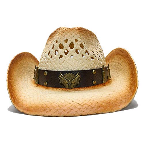 Duarble Playa de la paja del verano de los hombres de los sombreros de vaquero del sombrero de Sun de las mujeres del borde ancho del vaquero occidental sombrero de la vaquera Hollow Dos pistolas sesi