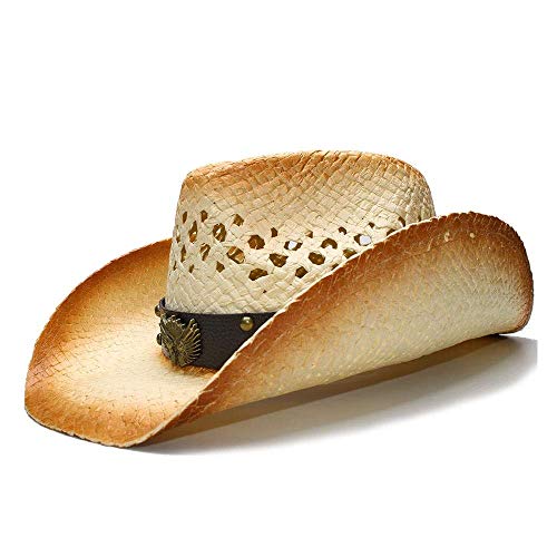 Duarble Playa de la paja del verano de los hombres de los sombreros de vaquero del sombrero de Sun de las mujeres del borde ancho del vaquero occidental sombrero de la vaquera Hollow Dos pistolas sesi