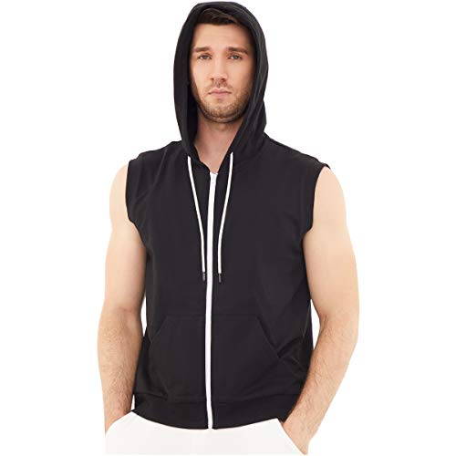 Dubinik - Sudadera con capucha para hombre, sin mangas, con cremallera y bolsillo Kanga - Negro - XX-Large