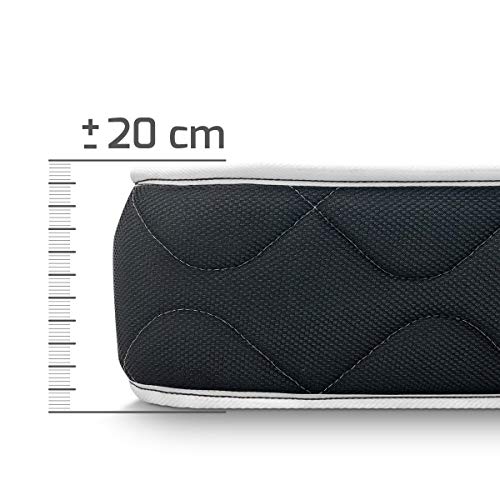 Duérmete Online - Colchón Viscoelástico Pocket Visco Reversible (Cara Invierno-Verano) Firmeza-Dureza Alta, Transpirable, Blanco/Negro, 90x190