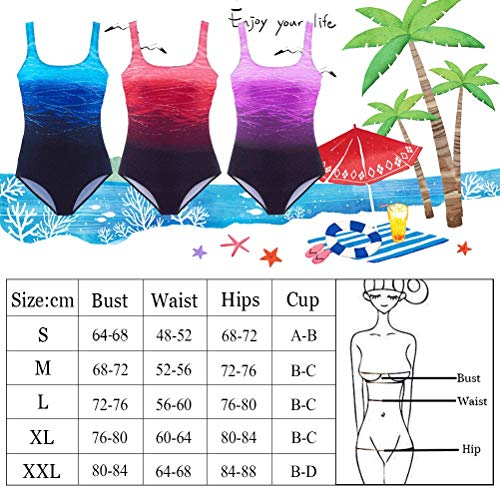 DURINM Bañador Mujer Sexy Trajes de baño de Una Pieza Bañador Flores Halter con Espalda Vendaje Monokini Verano Vacaciones Playa