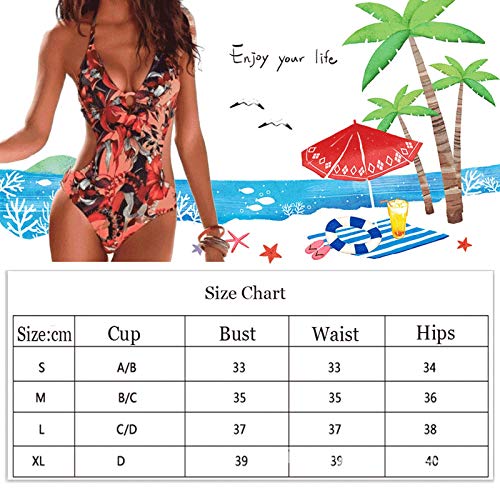 DURINM Mujeres Retro Cintura Alta Trajes de Baño Una Pieza Bañador Trajes de Brasileño Conjunto de Bikini Push up Ropa de Baño Cuello en V