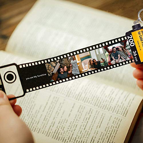 Duroon Llavero de Película de Cámara Llavero Amor Personalizado con Foto/Texto/Imagen/Nombre. para Hombres Mujeres Pareja Mejor