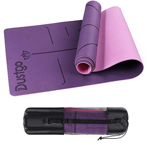 Dustgo Esterilla Yoga Deporte Colchoneta de Yoga fitness Antideslizante con Material ecológico TPE con líneas corporales Yoga Mat para Entrenamiento y Entrenamiento físico
