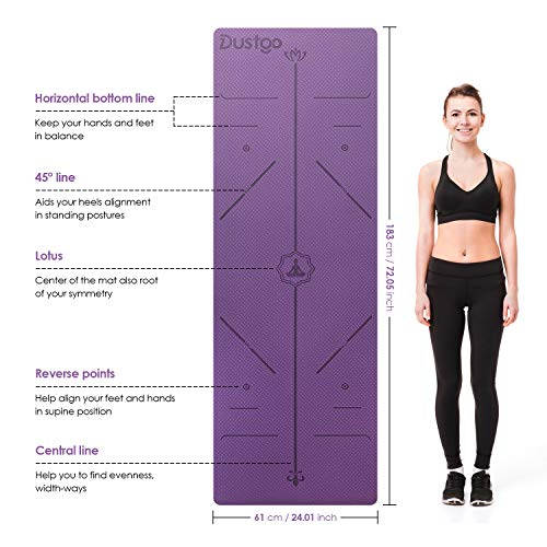 Dustgo Esterilla Yoga Deporte Colchoneta de Yoga fitness Antideslizante con Material ecológico TPE con líneas corporales Yoga Mat para Entrenamiento y Entrenamiento físico