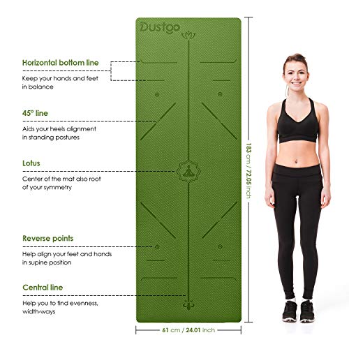 Dustgo Esterilla Yoga Deporte Colchoneta de Yoga fitness Antideslizante con Material ecológico TPE con líneas corporales Yoga Mat para Entrenamiento y Entrenamiento físico