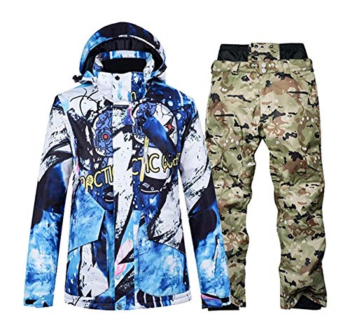 DZHTSWD Ski Trajes, Trajes de esquí de los Hombres, Tops Impermeables y a Prueba de Viento y Trajes de Pantalones, Trajes de Nieve cálidos para Hombres, Trajes de Nieve para Hombres Adultos