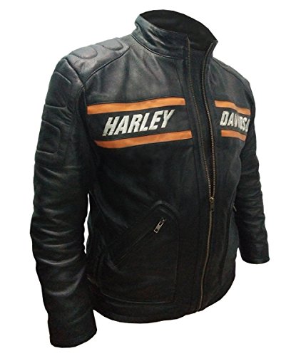 e-Clothing Goldberg - Chaqueta de piel auténtica, color negro Negro Negro ( L - /pecho - 107/ 109 cm