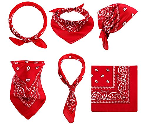 E-Senior Pañuelos Bandana, Pañuelos Rojo para Sanfermin, Unisex Bandanas de Paisley para Cuello/Cabeza/para las mujeres y los hombres (3Pack/Rojo)