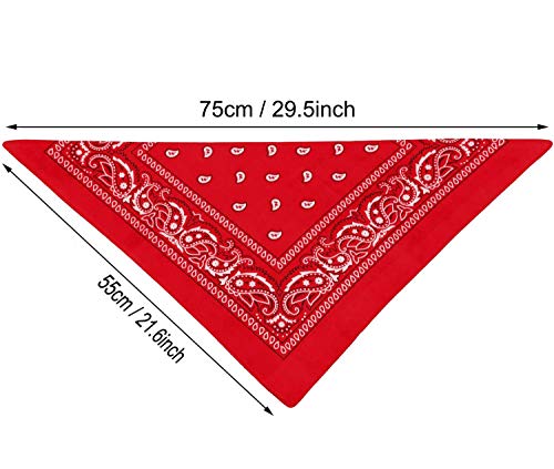 E-Senior Pañuelos Bandana, Pañuelos Rojo para Sanfermin, Unisex Bandanas de Paisley para Cuello/Cabeza/para las mujeres y los hombres (3Pack/Rojo)