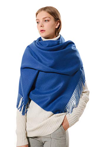 Eagool Bufanda de cachemir gruesa para mujer idea de regalo para mujer chal de lana súper suave extremadamente cálido para invierno otoño y primavera (azul oscuro)