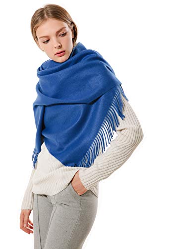 Eagool Bufanda de cachemir gruesa para mujer idea de regalo para mujer chal de lana súper suave extremadamente cálido para invierno otoño y primavera (azul oscuro)