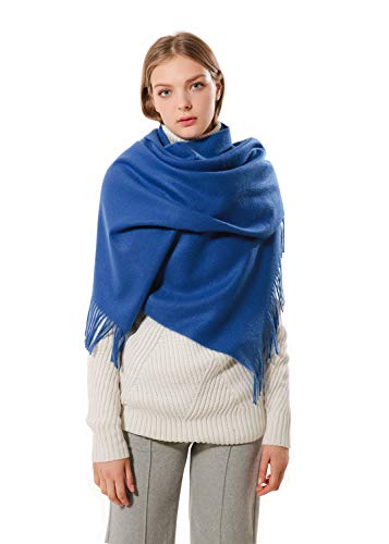 Eagool Bufanda de cachemir gruesa para mujer idea de regalo para mujer chal de lana súper suave extremadamente cálido para invierno otoño y primavera (azul oscuro)