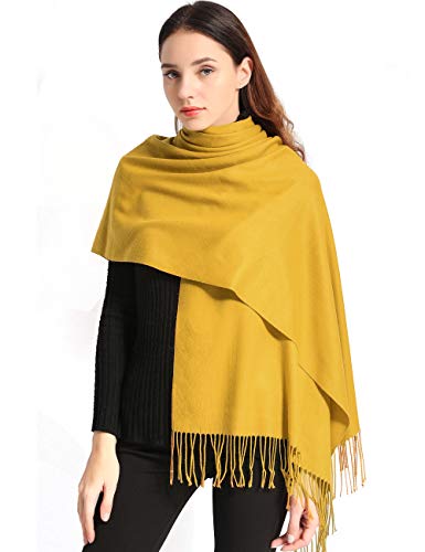 EASE LEAP Bufanda Mujer con Tacto Cachemira Fiesta Chal para Boda Suave Pashmina 200 * 70cm/(Amarillo)